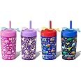 Fimibuke Kids Insulated Cups With Straws - 10oz Spill-Proof Toddler Tumblers, 4-Pack With Lids