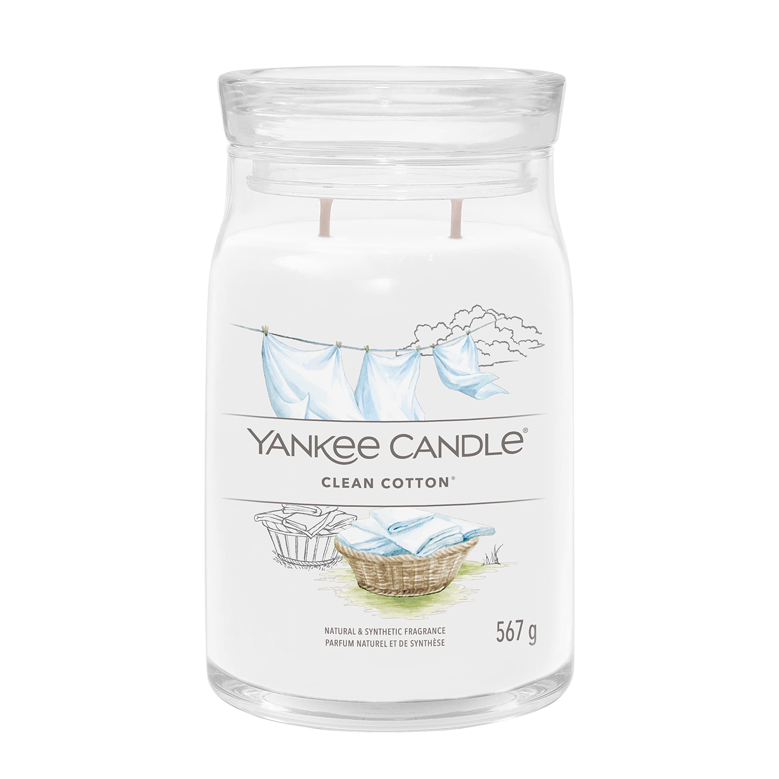 Yankee Candle Signature Scented Candle | Clean Cotton Large Jar Candle with Double Wicks | Soy Wax Blend Long Burning Candle