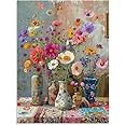 Stamped Cross Stitch Kits for Adults - Flower Embroidery Kits for Beginners Adults,11 CT Patterns Dimensions Counted Cross Stitch Kits for Adults Arts Craft Kits12 x 16 inch