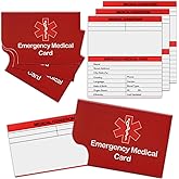 4 Pack Emergency Medical Information Id Card Red Medical Condition and Emergency Contact Id Wallet Card Medical Alert Wallet 