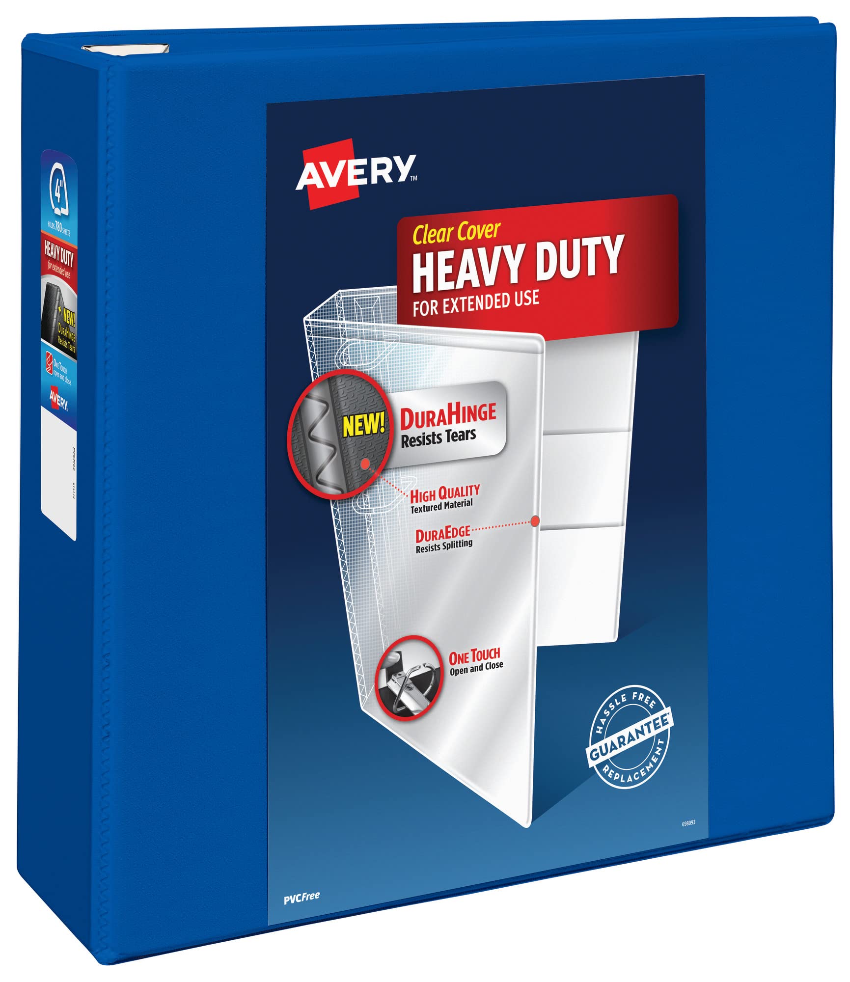 Avery Heavy Duty View 3 Ring Binder, 4" One Touch EZD Ring, Holds 8.5" x 11" Paper, 1 Pacific Blue Binder (79814)
