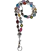 Hidden Hollow Beads Chunky Women's Beaded Lanyard, 34" Made in USA, ID Card Badge Holder Teacher Nurse Keys Keychain Cruise