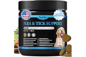 POPPAW Dog Flea and Tick Treatment Chewable, 5-in-1 Natural Flea and Tick Prevention Chews, Dog Oral Flea and Tick Support Supplement, for All Breeds and Ages, Chicken Flavor, 135 Count
