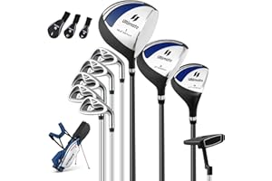 GYMAX Complete Golf Club Set for Men, 12/14 PCS Right Hand Golf Clubs Set with #1 Driver & #3 Fairway & #4 Hybrid & #6/#7/#8/#9/#P Irons, Putter & Head Covers, Men’s Golf Clubs Set