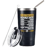 Onebttl Electrician Gifts Tumbler Travel Coffee Mug, for Dad, Husband, Father's Day, Birthday, Stainless Steel Insulated 20oz/590ml - Hourly Rate