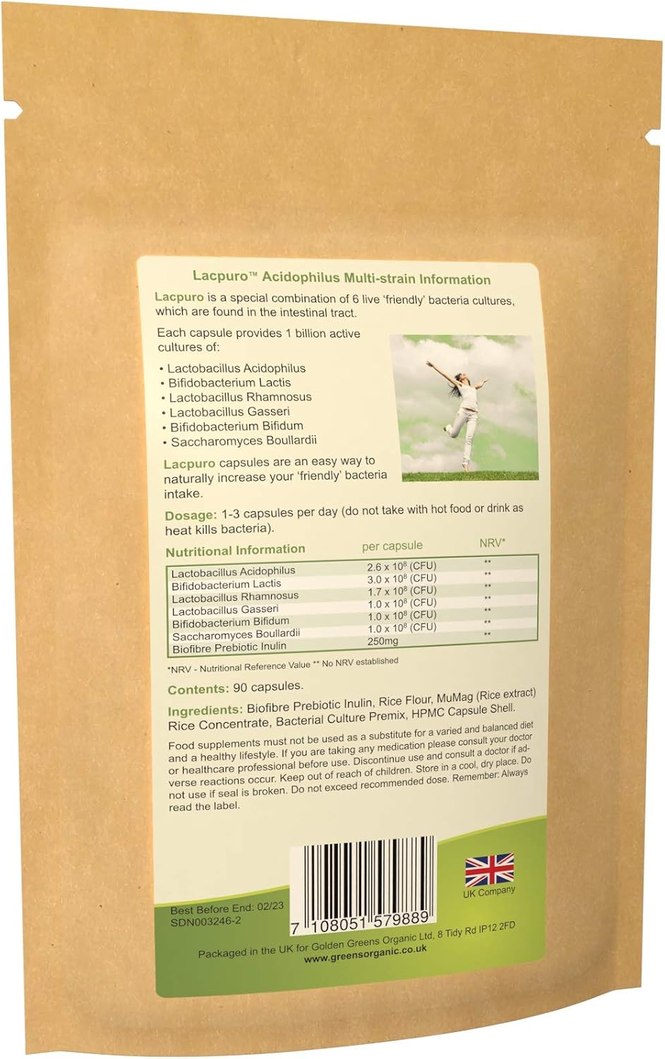 Golden Greens Multi-Strain Acidophilus Probiotic Capsules x 90, 90 count (Pack of 1) - Image 3