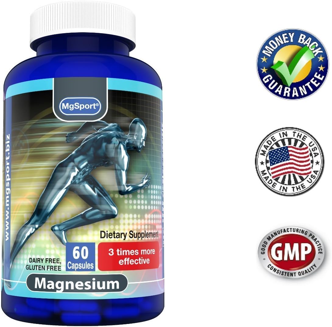 High Absorption Magnesium for Leg Cramps and Sore Muscles, Restless Leg Syndrome Relief (RLS), Muscle Relaxer with Vitamin B6, D and E, 380mg Magnesium Oxide Monohydrate, 60 Servings: Health & Personal Care