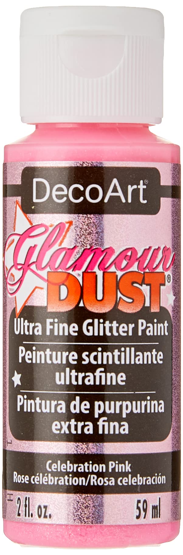 DecoArt Glamour Dust Glitter Paint, Celebration Pink, 59 ml (Pack of 1)