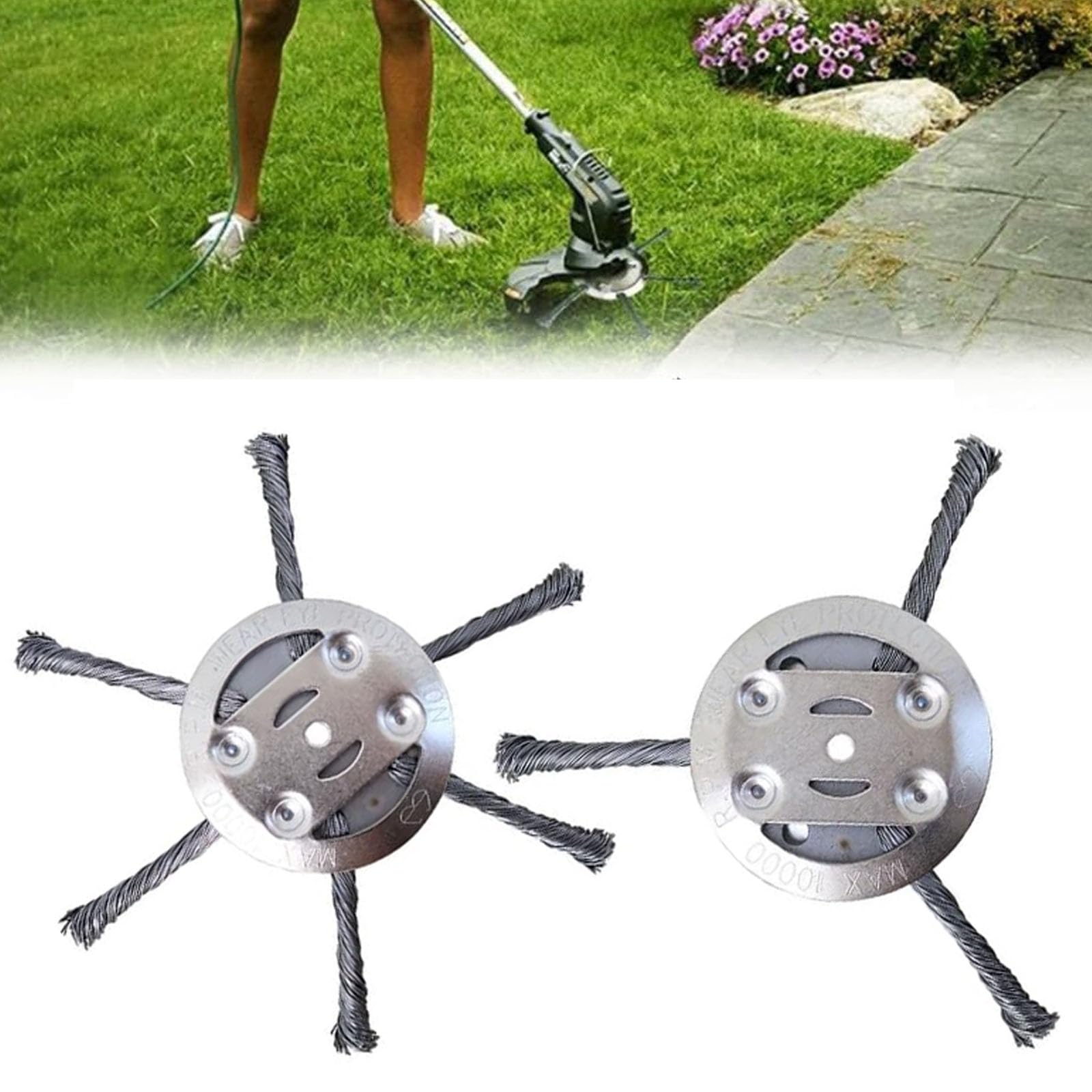 Photo 1 of 2 Pack 6 inch Steel Wire Brush Cutter Trimmer Head, Weed Trimmer Replacement Head, Durable Head for Home Users, for Electric Battery Powered Cordless String Trimmer