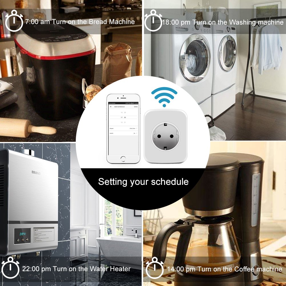 Intelligente WiFi Steckdose Smart Plug, ZEPST Smart Home Systems funktionier mit Smartphone App Steuerung überall und zu jeder Zeit, Funktioniert mit Amazon Alexa und Google Home