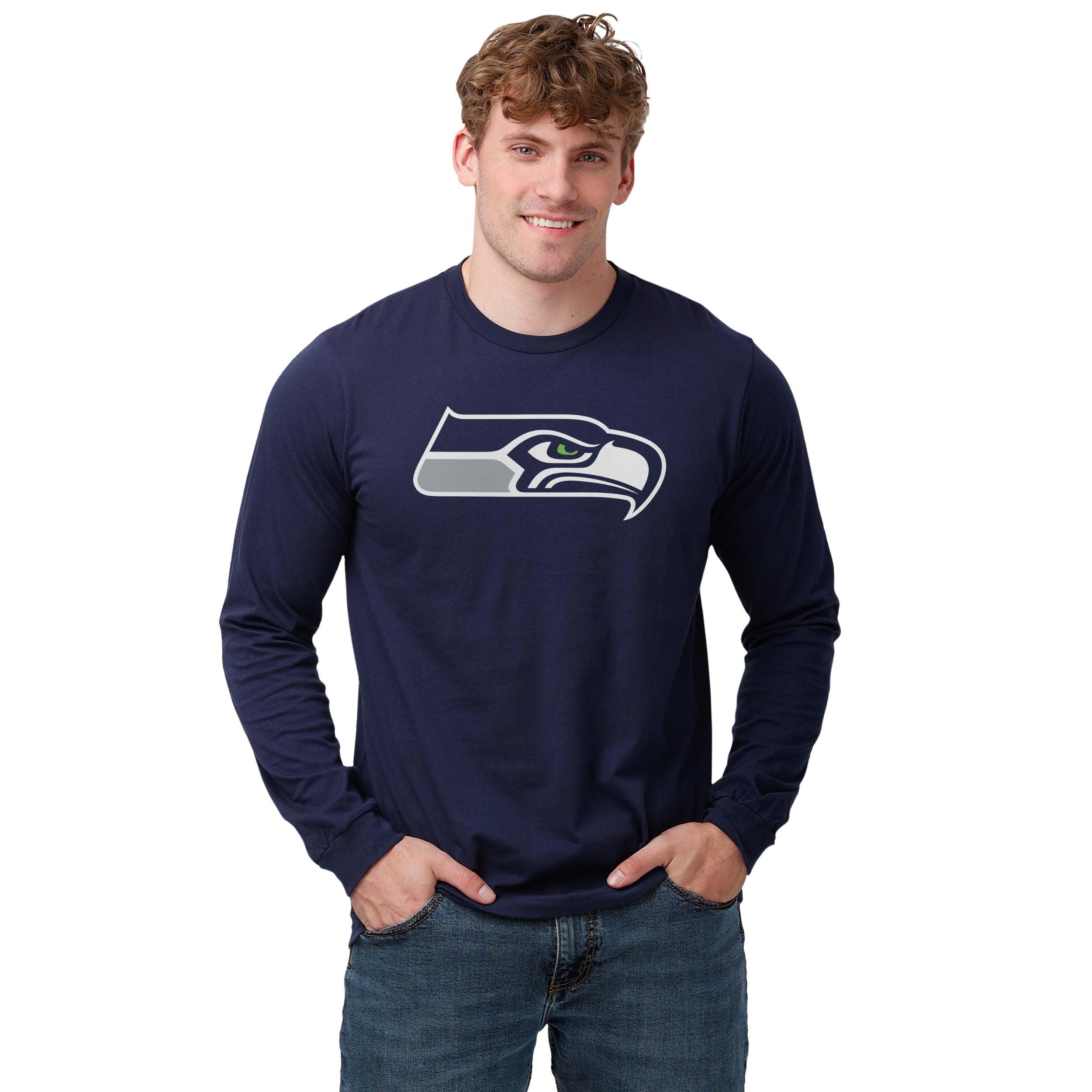 Photo 1 of FOCO Men's Seattle Seahawks NFL Primary Logo Long Sleeve T-Shirt, Team Color