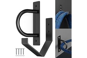 YUEYIN Battle Rope Wall Anchor Kit, Heavy Duty Steel Wall Anchor with Training Rope Organiser, Fitness Rope Wall Mount, Black