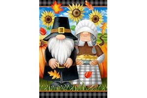 VIGEGU Fall Gnome Stamped Cross Stitch Kits - Counted Cross Stitch Kits for Beginners Adults,11 CT Patterns Dimensions Embroidery Kits Arts Craft Kits,for Thanksgiving Gift Home Decor 12 x 16inch