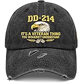 Dd-214 It's A Veteran Thing You Wouldn't Understand Hats for Men Stylish Washed Distressed Baseball Cap