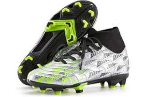 PATPAT Kids Soccer Cleats–Boys Girls High Top Outdoor Firm Ground and Turf Football Training Shoes