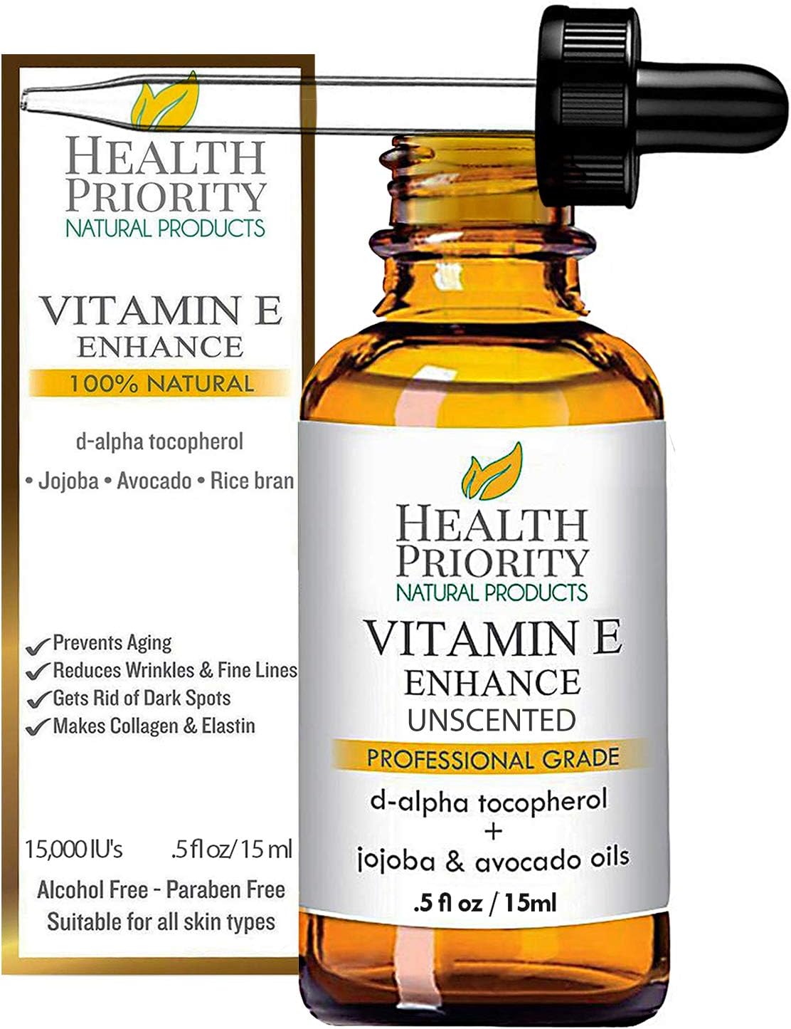 100% Natural & Organic Vitamin E Oil For Your Face & Skin, Unscented - 15,000/30,000 IU - Reduces Wrinkles & Lightens Dark Spots Which Leaves Your Skin More Youthful. Not-Too-Thick Oil, Infused With Jojoba & Avocado Oil, Makes Your Skin Soft & NON Sticky. Makes Collagen and Elastin. Best Selling Vitamin E Oil Is Better Than Capsules! Finally Get The Results You've Been Looking For!100% Satisfaction GUARANTEED!