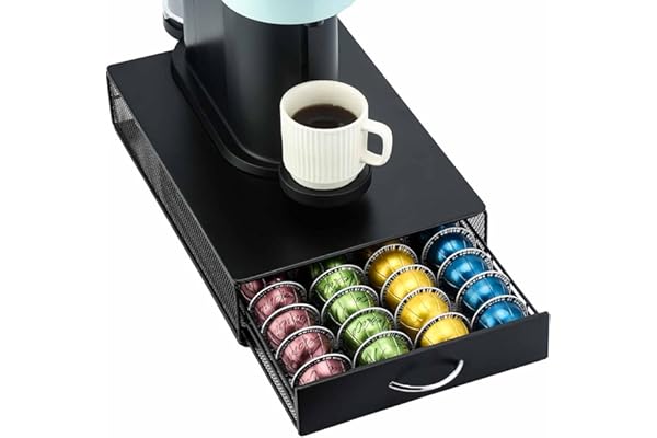 FlagShip Vertuo Pod Holder Storage Drawer for Nespresso Vertuo Capsule Organizer Drawer Tray with Mesh Shelves for Nespresso