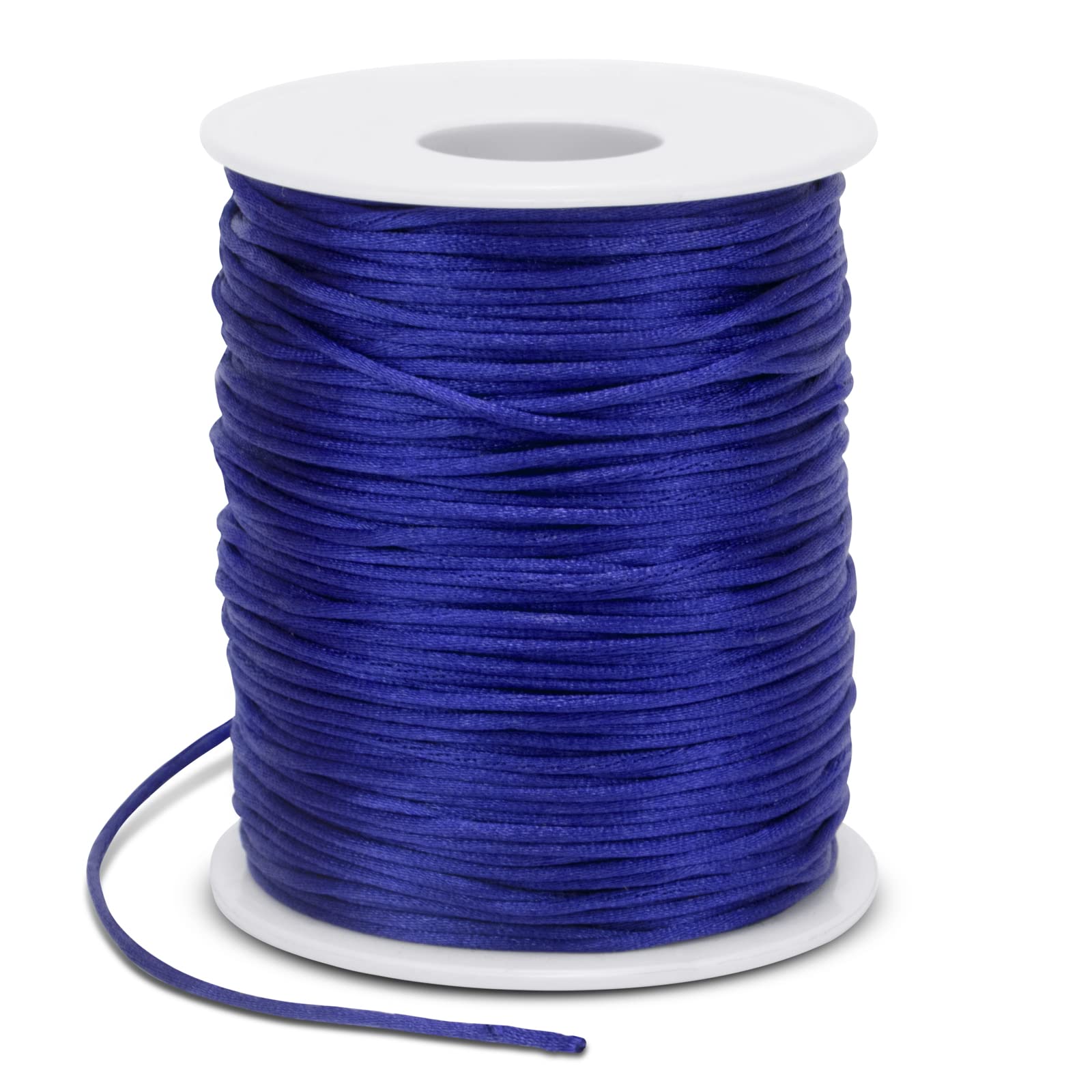 LEREATI Satin Cord 1.5mm x 100m Nylon Cord Bracelet Thread, Rattail Silk Beading Thread Jewellery String for Making Bracelet, Necklace, Chinese Knot, DIY Crafts (Royal Blue)