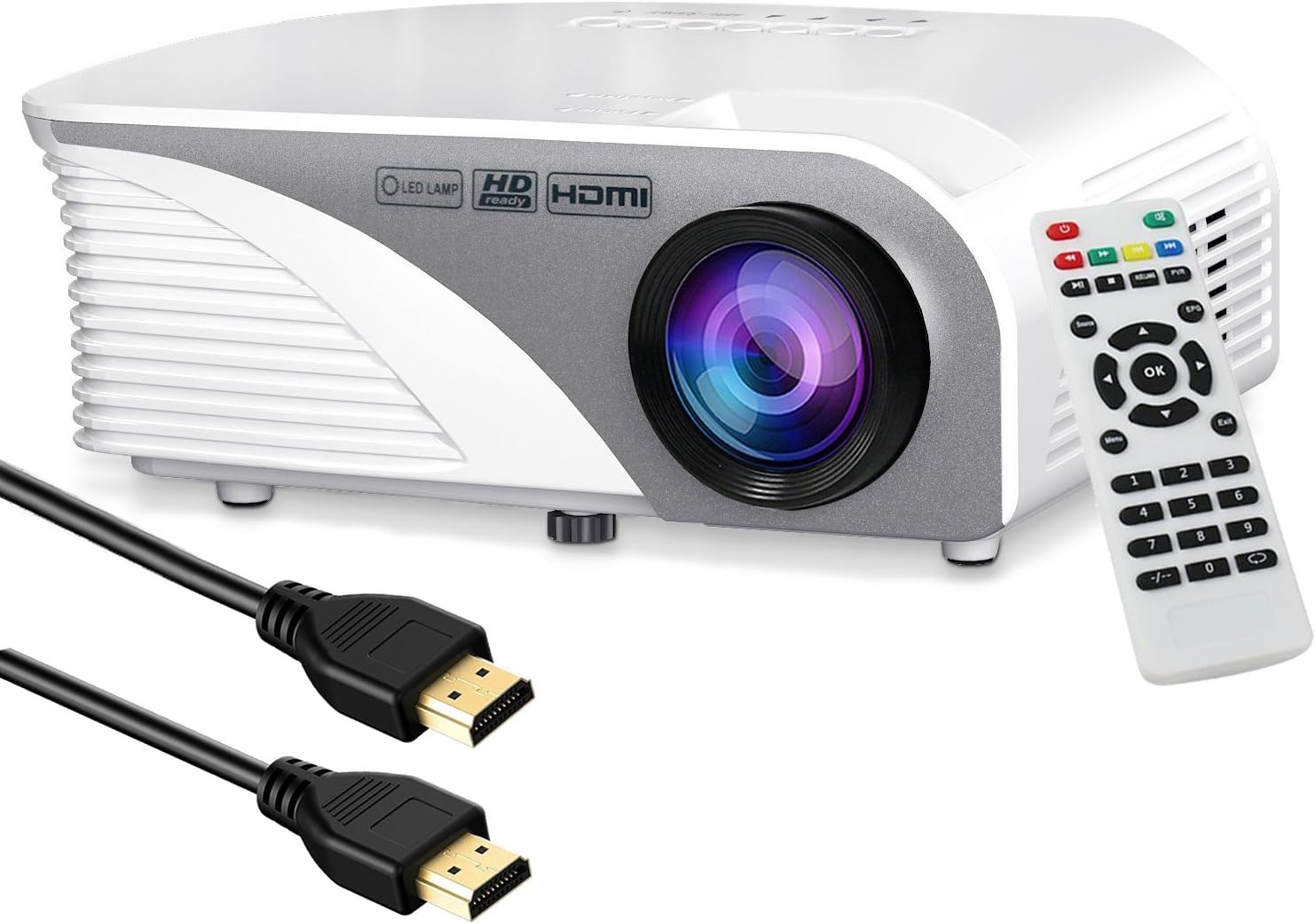 Video Projector 1080P Full HD, SEGURO Projector 1200 Lumens LCD LED Portable Mini Projector Multimedia Home Theater Support HDMI USB VGA AV for Home Cinema, TV, Laptop, DVD Player, PS4, Xbox and Android TV Box with Free HDMI Cable & AV Cable