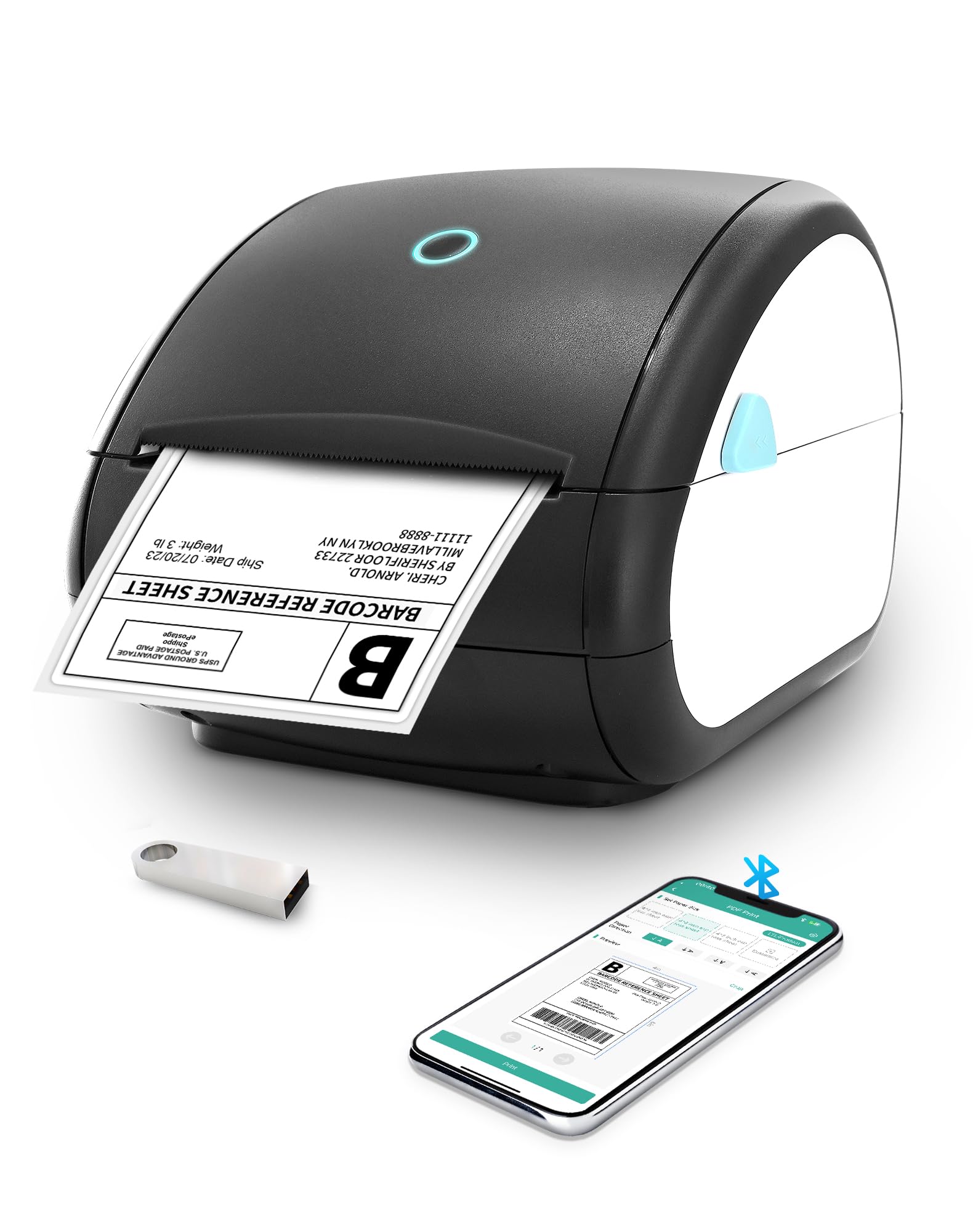 Photo 1 of BPXX Shipping Label Printer Bluetooth - Thermal Shipping Label Printer 4x6 for Small Business, Prints Clearly and Easy to Connect, Compatible with Amazon Etsy UPS USPS