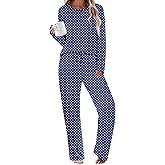 Ekouaer Womens Pajama Sets 2 Piece Sleepwear Soft Pajamas Long Sleeve Pjs Comfy Loungewear S-XXL