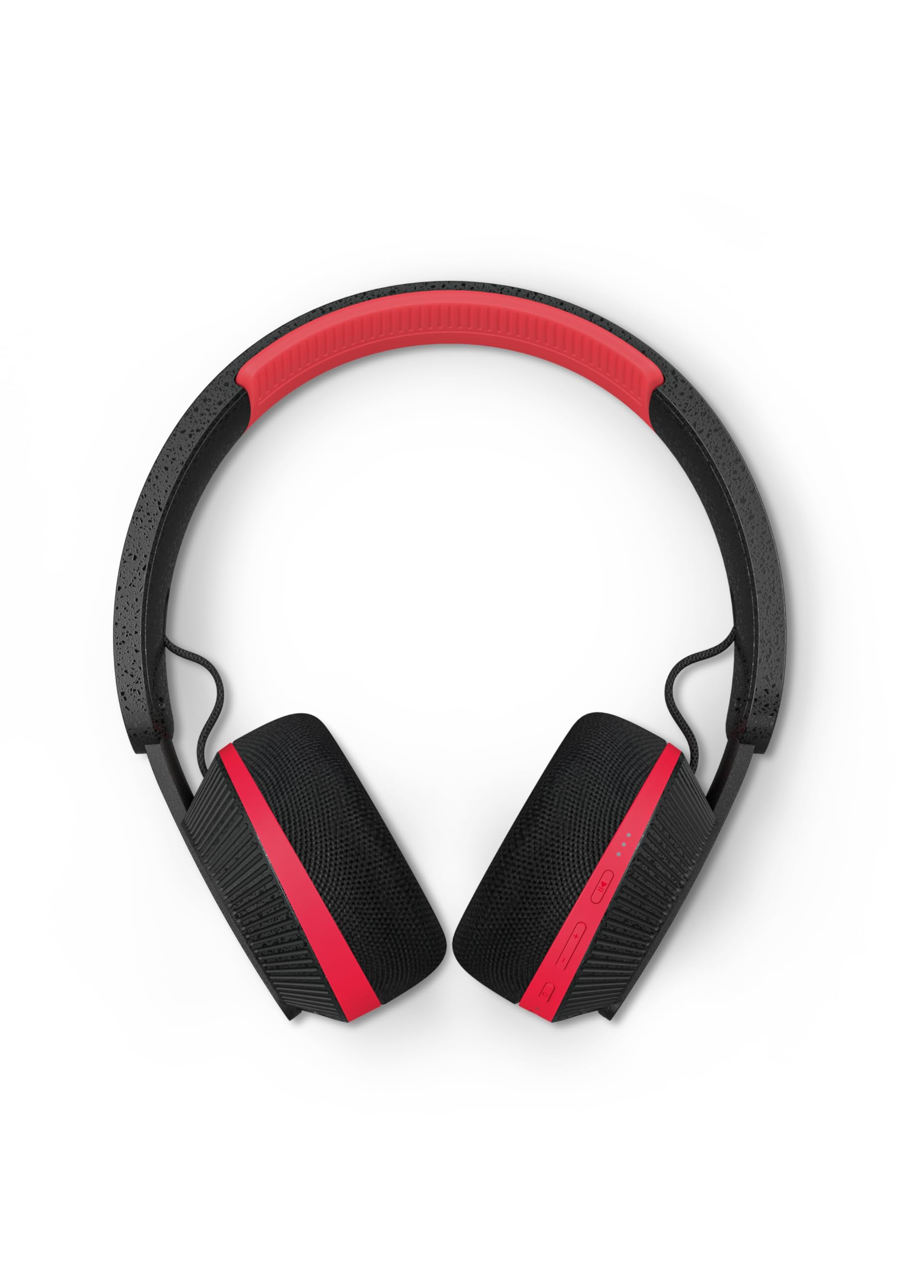 Philips TAA6219BK Solar Powered Self Charging On Ear Bluetooth Headphones - 80 Hour Battery Reserve Ideal for Working Out, Running and Other Sports - Black and Red