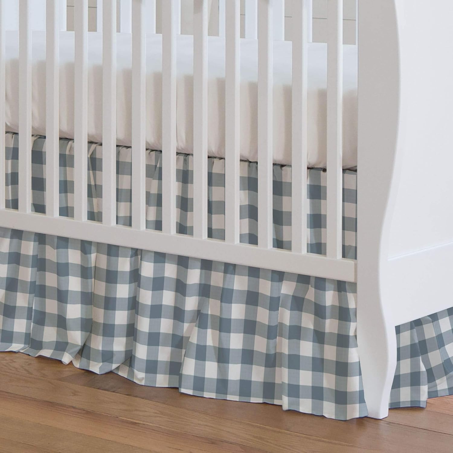 navy gingham crib sheet
