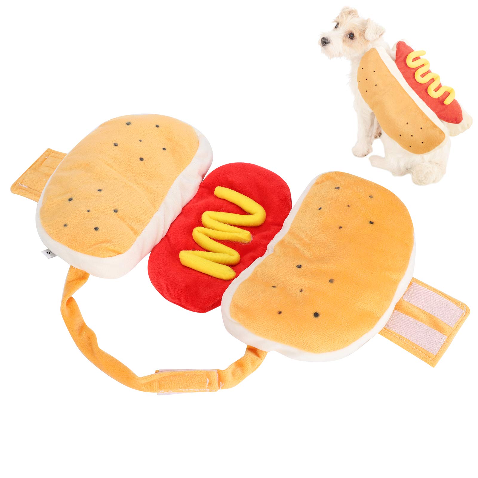 Pssopp Cat & Dog Hot Dog Costume (M) - Red, Yellow, Brown - Cotton - Halloween, Holiday, Christmas - Warm Turtle Neck Design