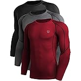 NELEUS Men's 3 Pack Dry Fit Long Sleeve Compression Shirts Workout Running Shirts
