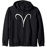 Aries Zodiac Sign Decorative Astrology Calligraphy Zip Hoodie