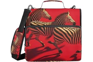 KYZSXZ Art Zebra Printed Zipper Binder 3 Ring Large Capacity Portable Expanding File Folder Bag Document Organizer for Office