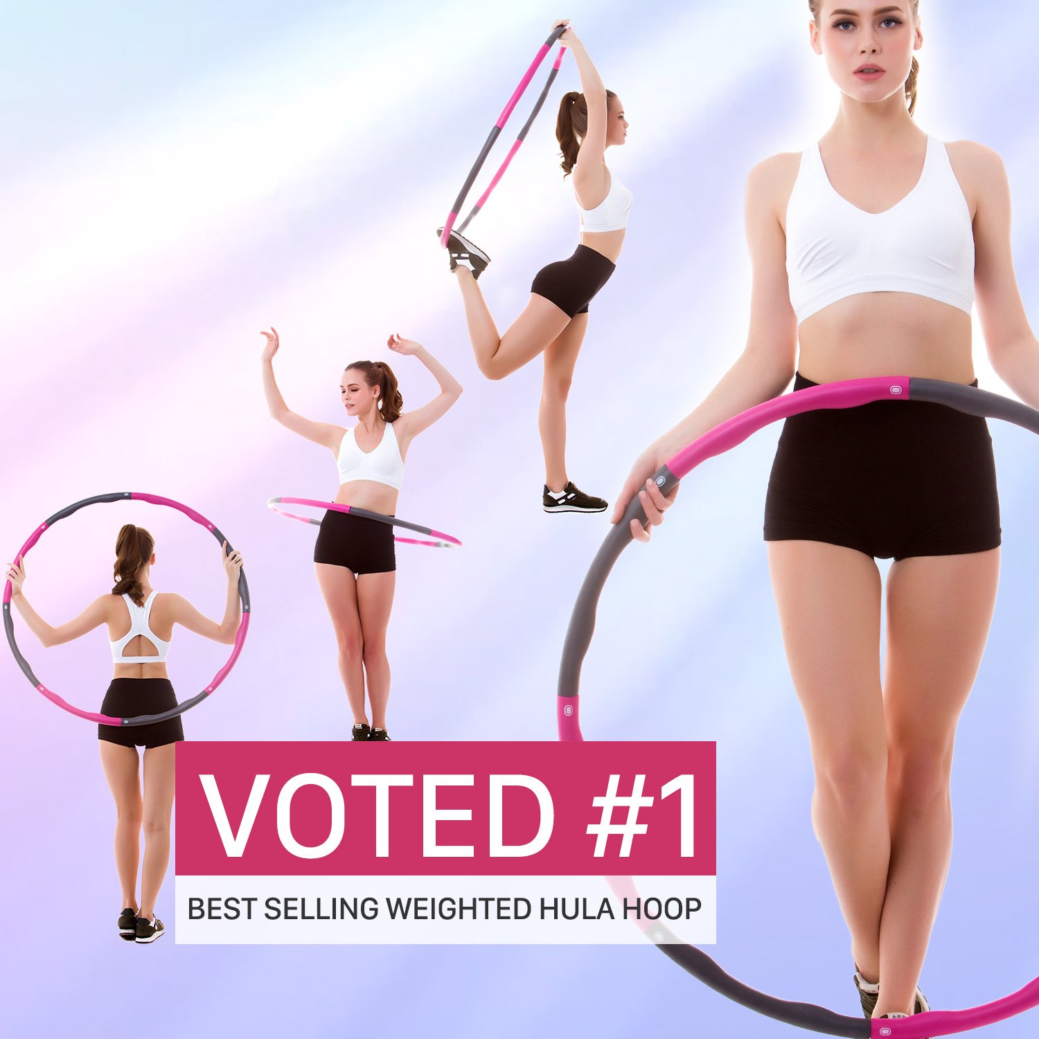 Rioa Fitness Exercise Hula Hoop 2 Pound Weighted Hula Hoop Perfect for