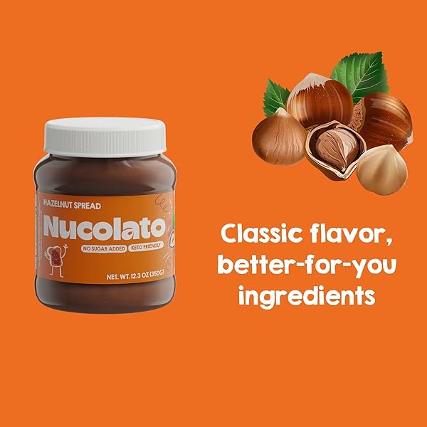 NUCOLATO HAZELNUT SPREAD | HEALTHY SNACKS, PROTEIN SNACKS & GLUTEN FREE KETO, SUGAR FREE BREAKFAST, HEALTHY KETO FOOD GOURMET SPREAD IDEAL FOR FRUIT & DESSERTS