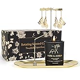 Totiro Butterfly Candle Gift for Women, Rotating Rose Scented Candles for Mom, Birthday Gift Carousel Candle Holder Set for Wife Friends Sister, Christmas Anniversary Valentine Mother's Day Candles