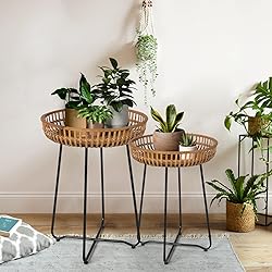 Oakrain Rattan Side Table Nesting Tables Set of