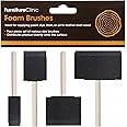 Furniture Clinic Foam Brushes | for Stain, Varnish, Oil, Paint, Dye, Sealants, and More | Perfect for Wood Furniture, Cabinets, Crafts, DIY and More | Washable and Reusable (4 Pack)