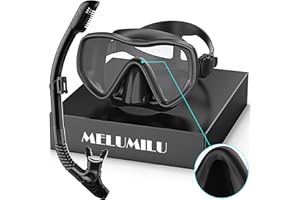 MELUMILU Snorkeling Gear for Adults, Dry Snorkel Set 180° Panoramic Wide View Anti-Fog Scuba Diving Mask, Professional Snorkel Gear for Free Breathing, Swimming, Diving, Nose Upgrade 2.0