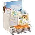 Marbrasse Mesh Pen Holder For Desk, Desk Organizer With Drawer, Multi - View #6