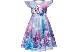 LQSZ Girls Princess Nightgowns Flutter Sleeves Night Dress Sleepwear 3-10 Years Pajamas Nightgowns for Little Girls