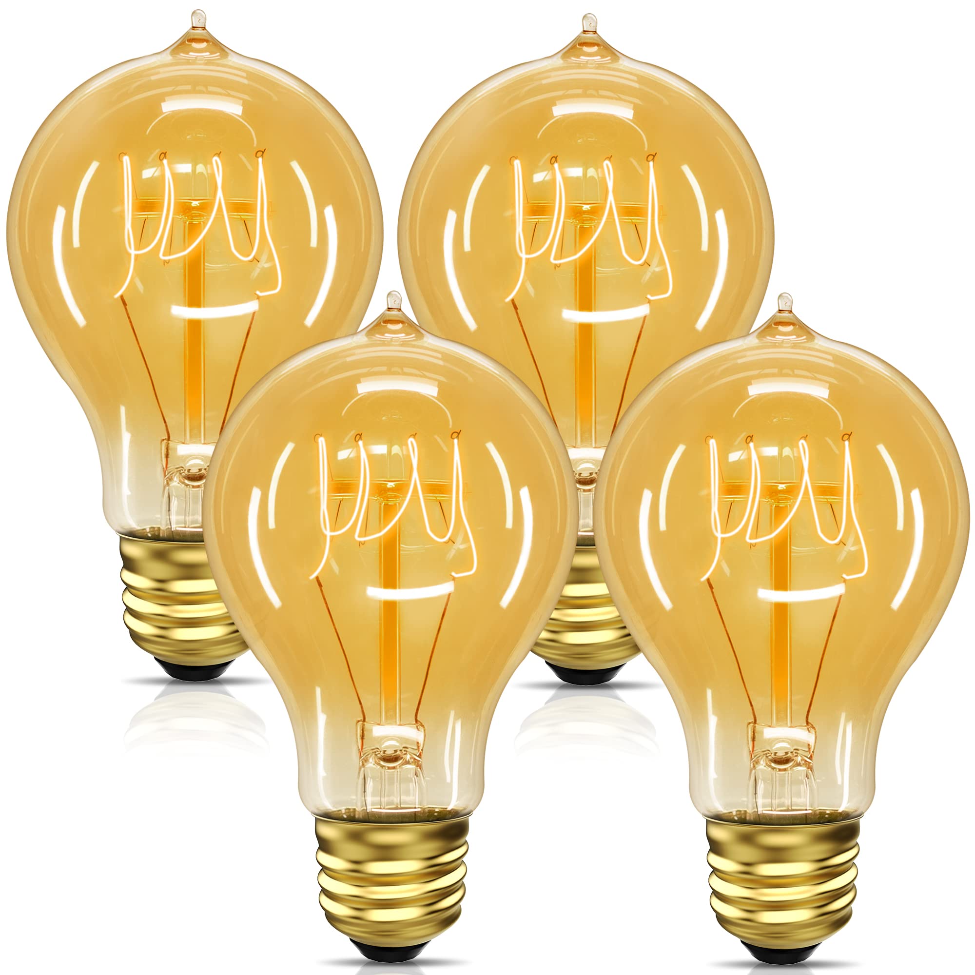Photo 1 of UNILAMP Edison Bulbs 40 Watt, Vintage A19 Antique Incandescent Light Bulbs, E26 Dimmable Decorative, Warm White 2700K, 110-130V, 4 Pack