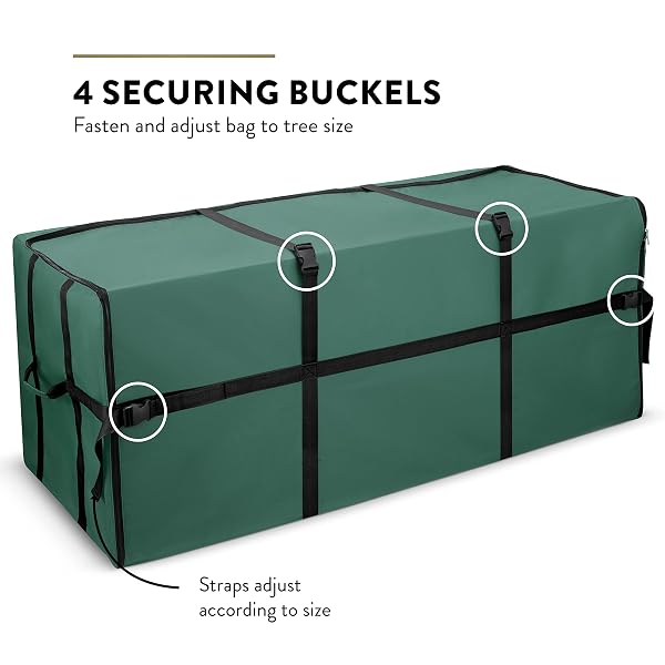 ZOBER WIDE CHRISTMAS TREE STORAGE BAG – MAXIMUM ACCESSIBILITY – FITS 9 FT TREES – 600D OXFORD FABRIC CHRISTMAS TREE BAG FOR STORAGE BOX FOR XMAS – STRONG, DURABLE STRAPS & HANDLES – CARD SLOT – GREEN