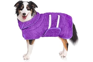 HEDGEINK Dog Bathrobe, Super Soft Robe Quick Drying Dog Towels for Drying Large, Adjustable Dogs Clothes for After Bath, L