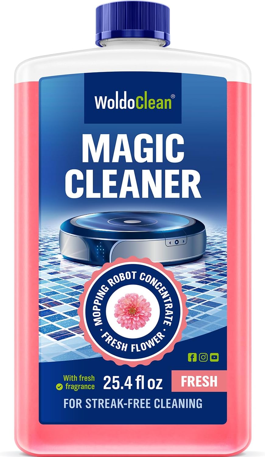 WoldoClean Robot Vacuum Cleaning Solution 750ml Floral Scent 50 Uses