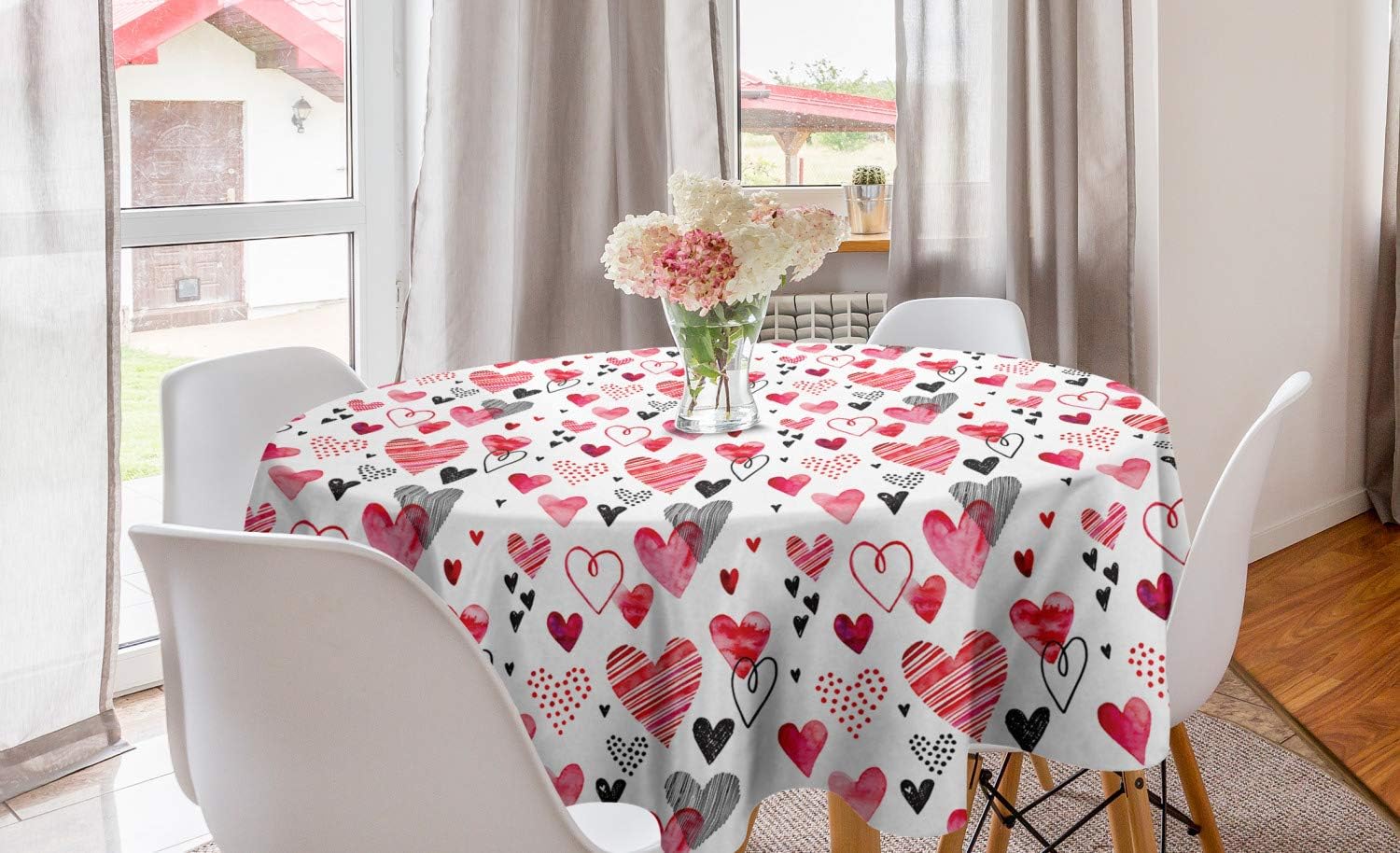 Round tablecloth hearts pink and red love valentines painted day cotton Amazon.com: Lunarable Love Round Tablecloth, Love Valentines Day