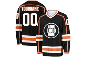 WangXLDD Custom Ice Hockey Jersey Personalized Printed Long Sleeves Hockey Shirts for Fans Men Women Youth Kids