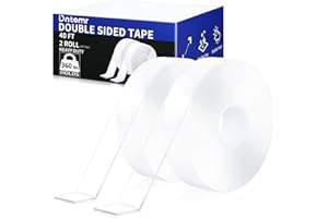Dntemr Double Sided Tape Heavy Duty 2 Rolls 3M 240" x 1.18" Removable Nano Tape for Poster Carpet Picture Hanging Strip Rug Wall - Strong Adhesive Multipurpose Mounting Drafting Clear Tape- 40 Feet