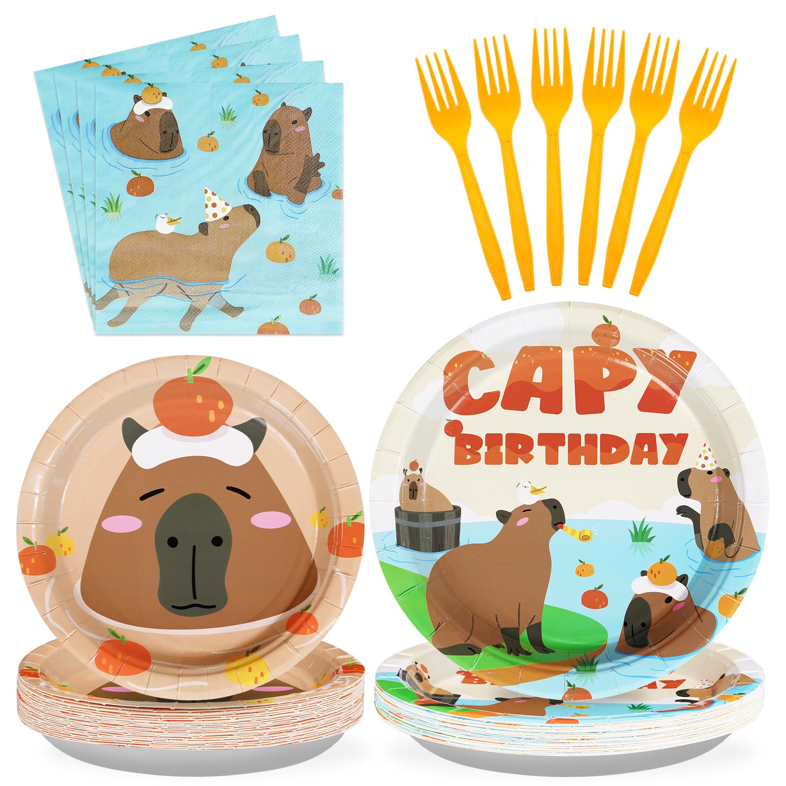96 Pcs Capibara Birthday Party Supplies Cute