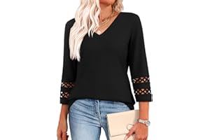 XIEERDUO 3/4 Length Sleeve Womens Tops Dressy Casual Blouses for Women 2025 Trendy V Neck T Shirts Summer Clothes
