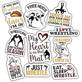 (10pcs) Wrestling Stickers Sheet Funny Wrestle Gifts Sports Lover Wrestler Funny Gift Vinyl Decal Multiple Different Design, Waterproof, UV- Resistant, Suitable for Tumbler, Laptop (Wrestling)