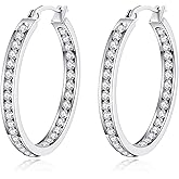 CiNily Stainless Steel Cubic Zirconia Hoop Earrings Silver/Gold Plated Earrings for Sensitive Ears